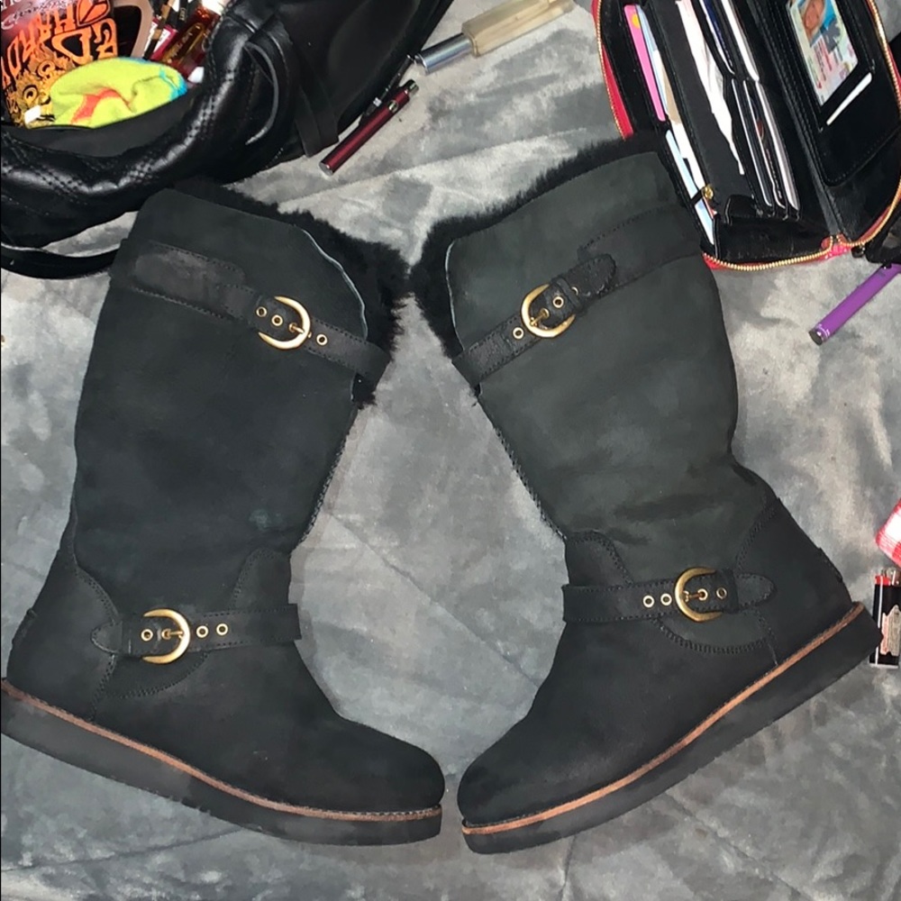 Ugg Black Double Buckle Mid-Calf Sz 7